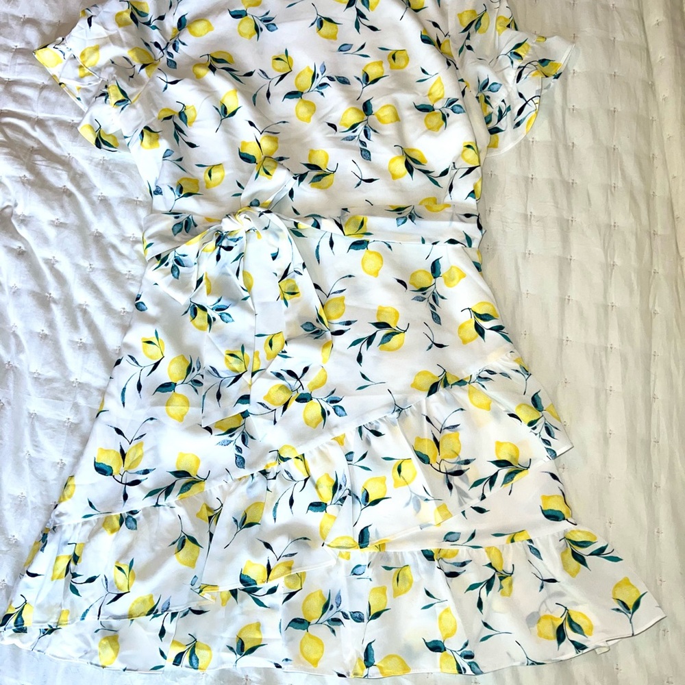 Banana Republic White and Yellow Lemon Dress